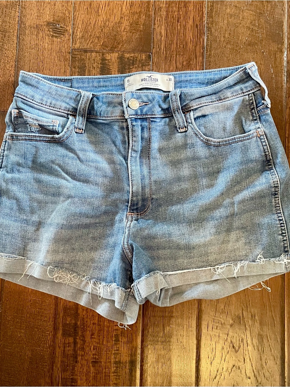 Hollister Washed Light Blue Denim Cutoff Shorts